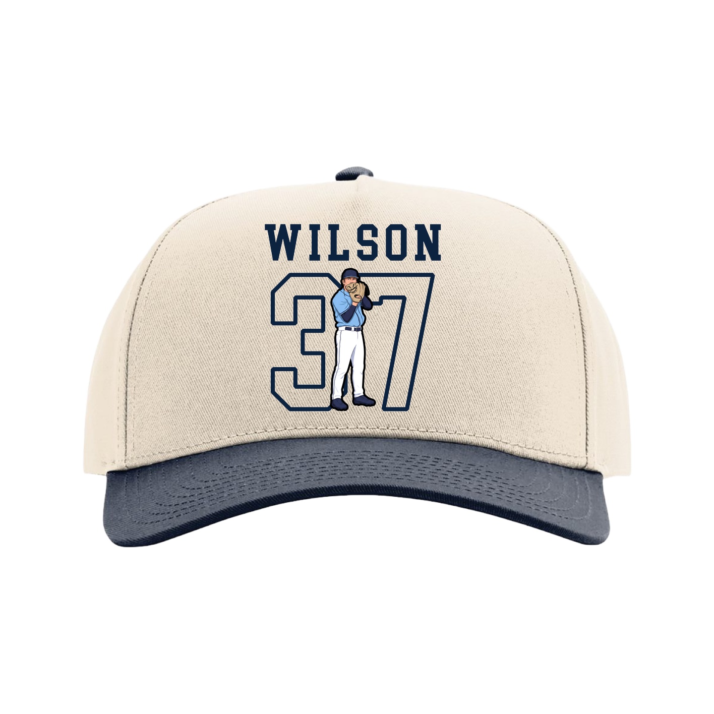 Full Fabric Five-Panel Champ Cap — Shirsey in Cream/Navy