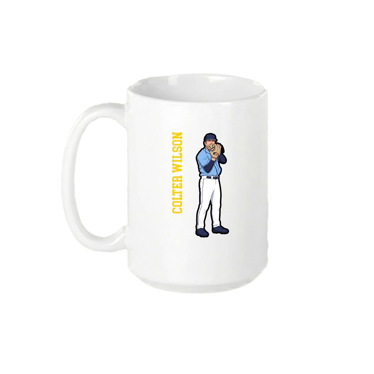 15oz Coffee Mug — Name Vertical in White