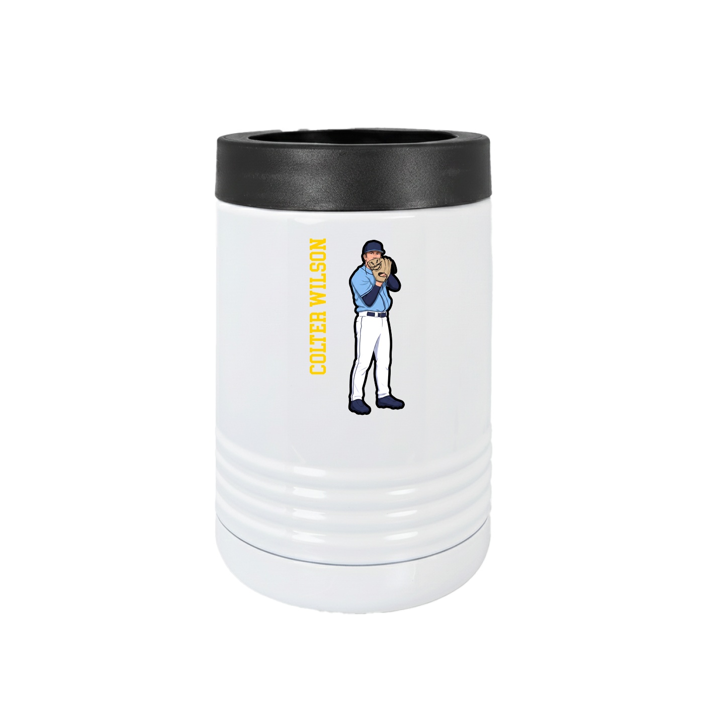 Beverage Holder — Name Vertical in White
