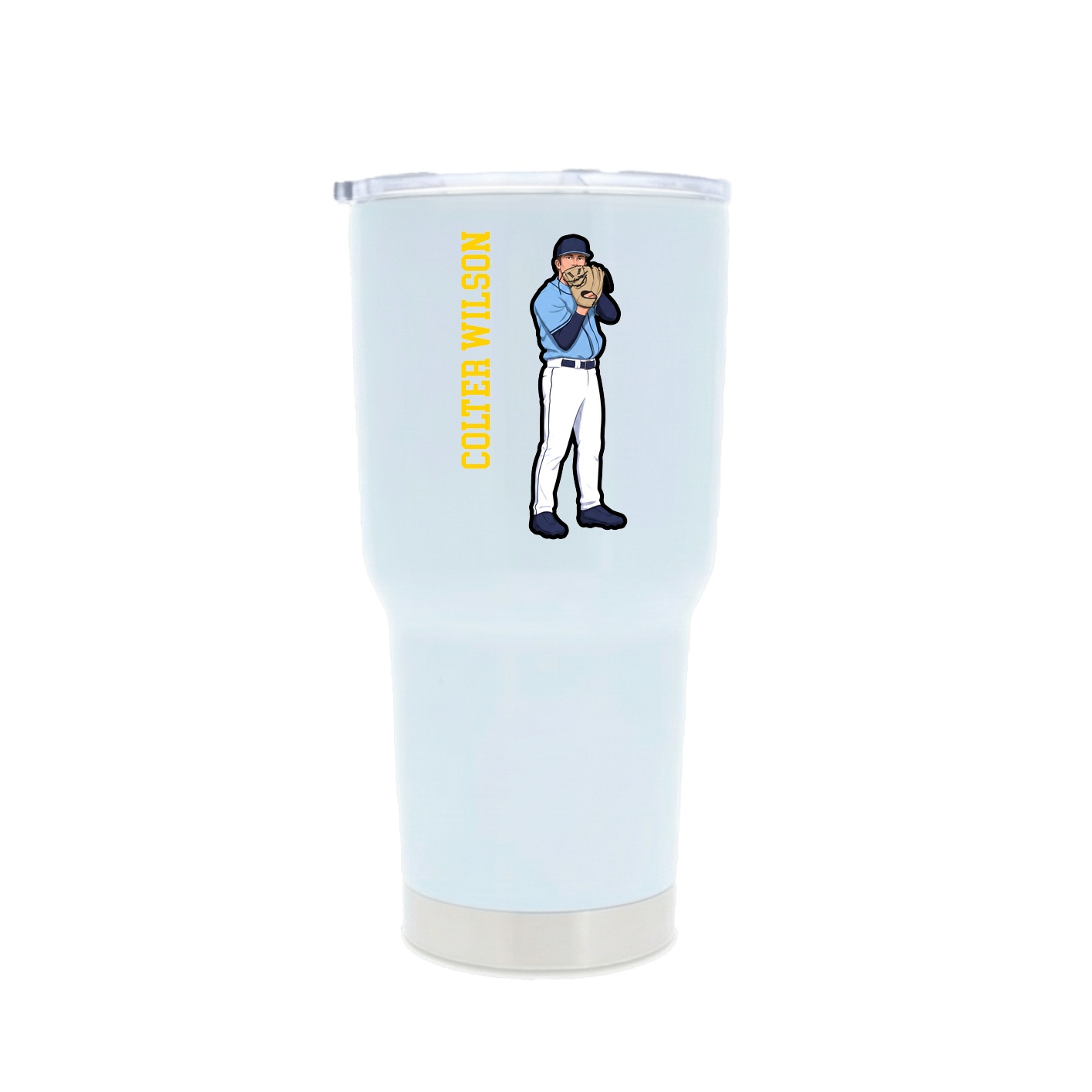 30oz Stainless Steel Tumbler — Name Vertical in White