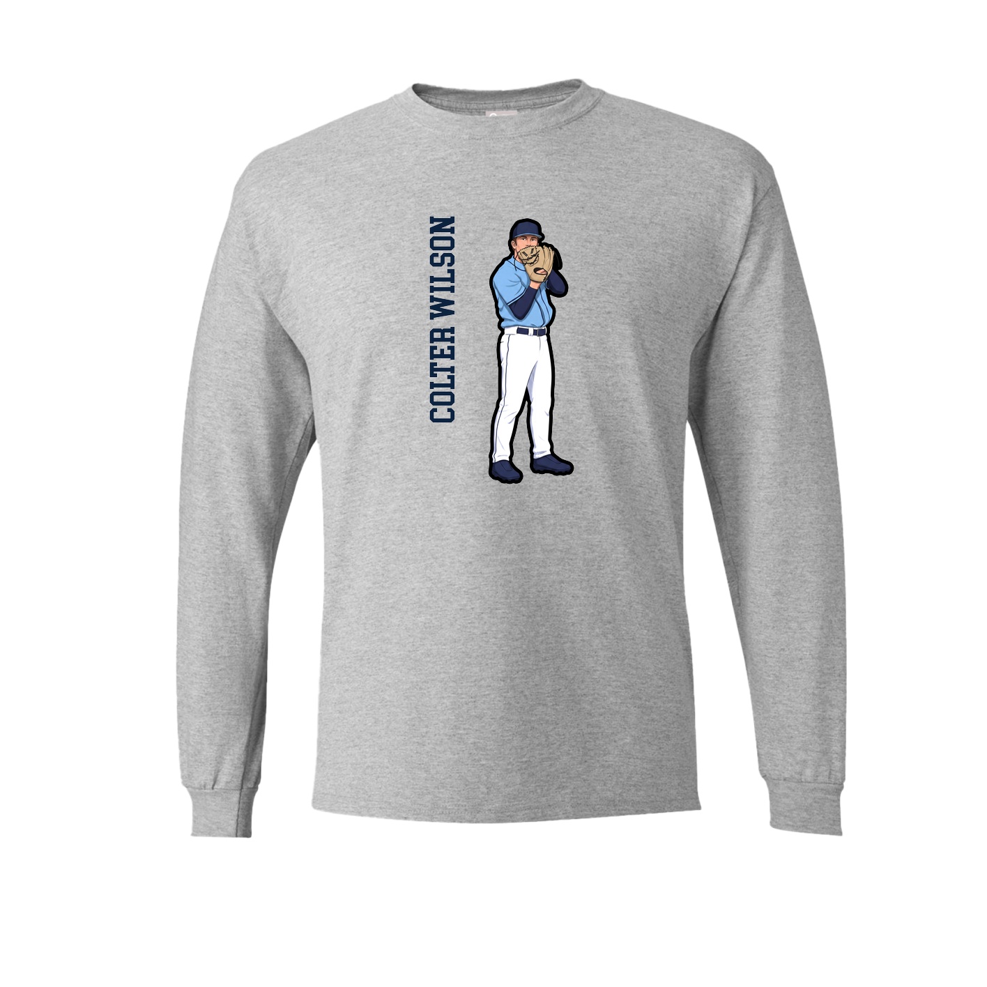 Long Sleeve Tee — Name Vertical in Grey