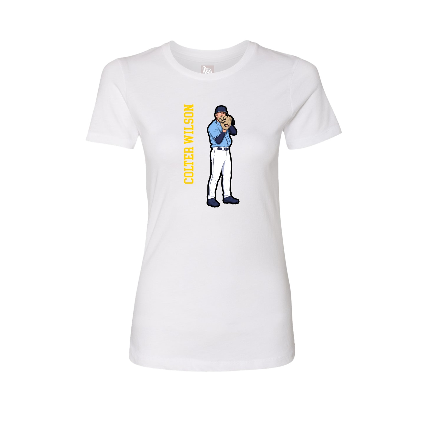 Womens Tee — Name Vertical in White