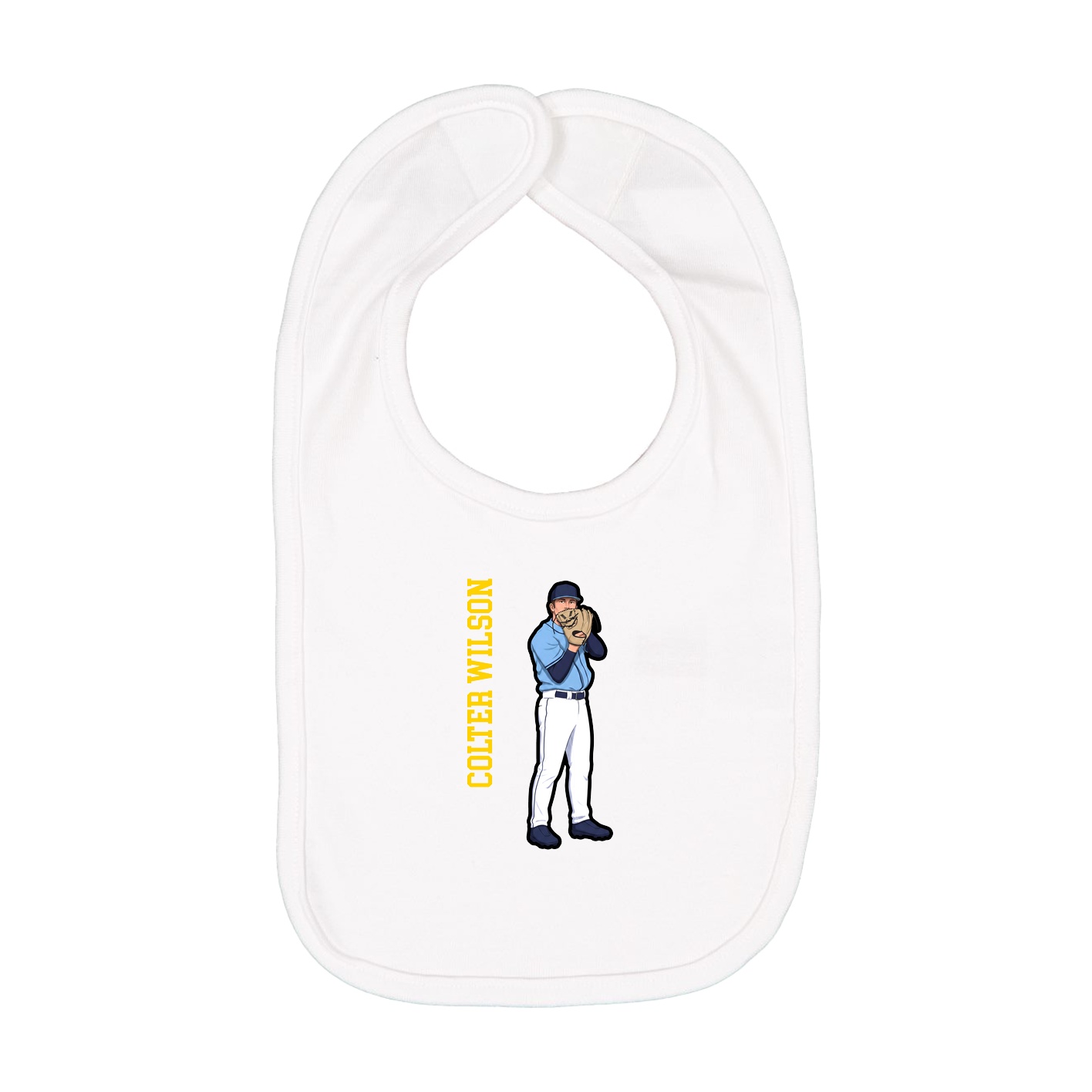 Infant Bib — Name Vertical in White