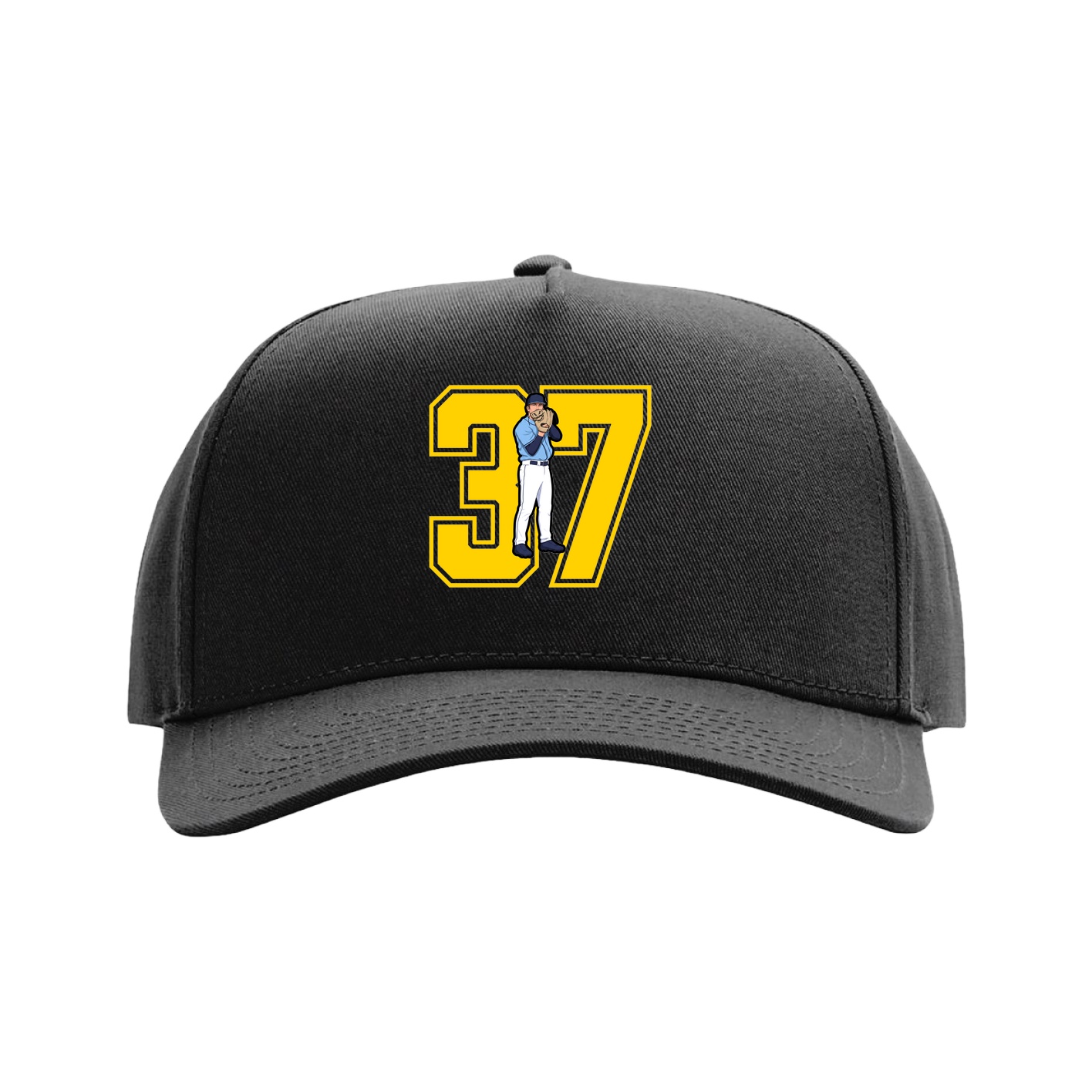 Full Fabric Five-Panel Champ Cap — Number in Black