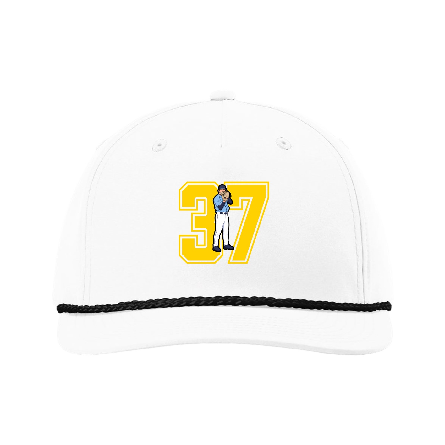 Five-Panel Classic Rope Cap — Number in White
