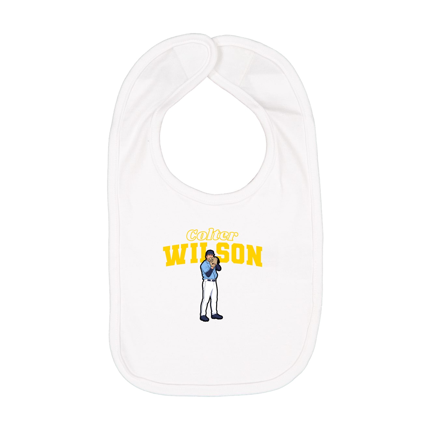 Infant Bib — Name Arch in White