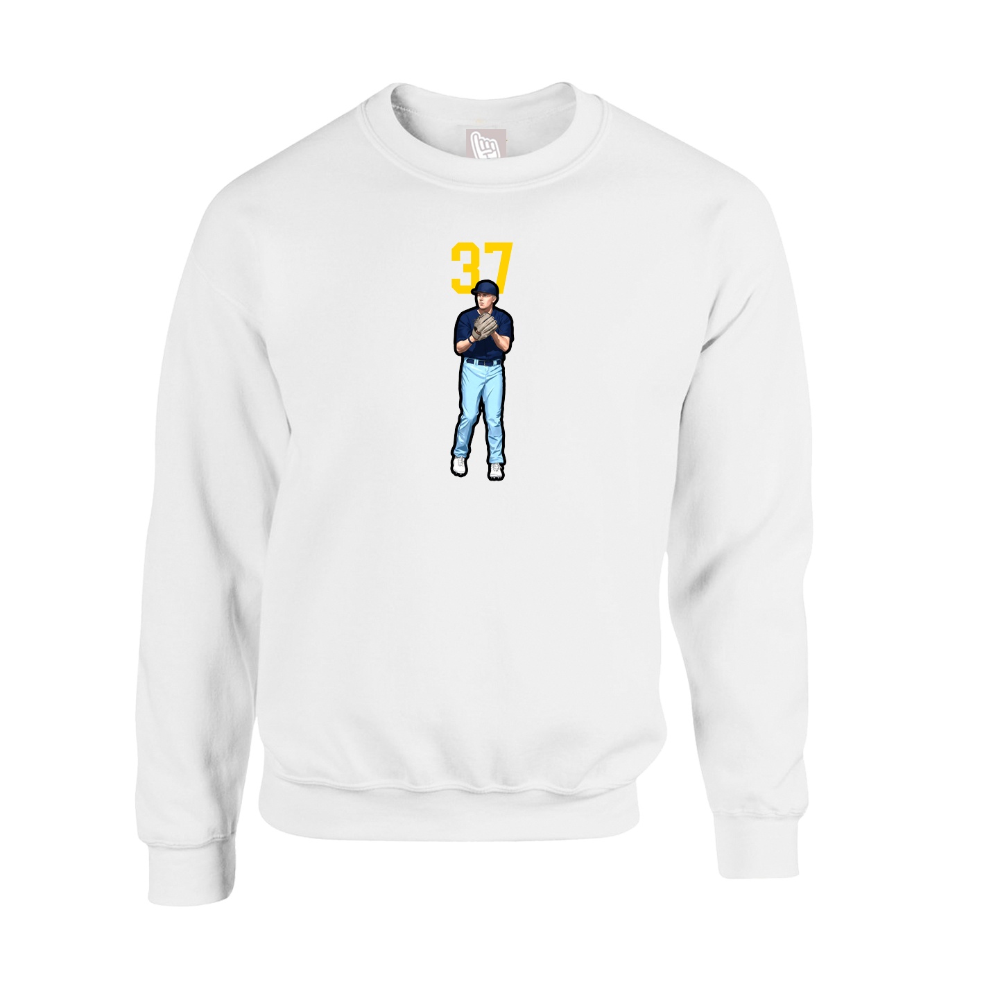 Fleece Crew — Number Top in White