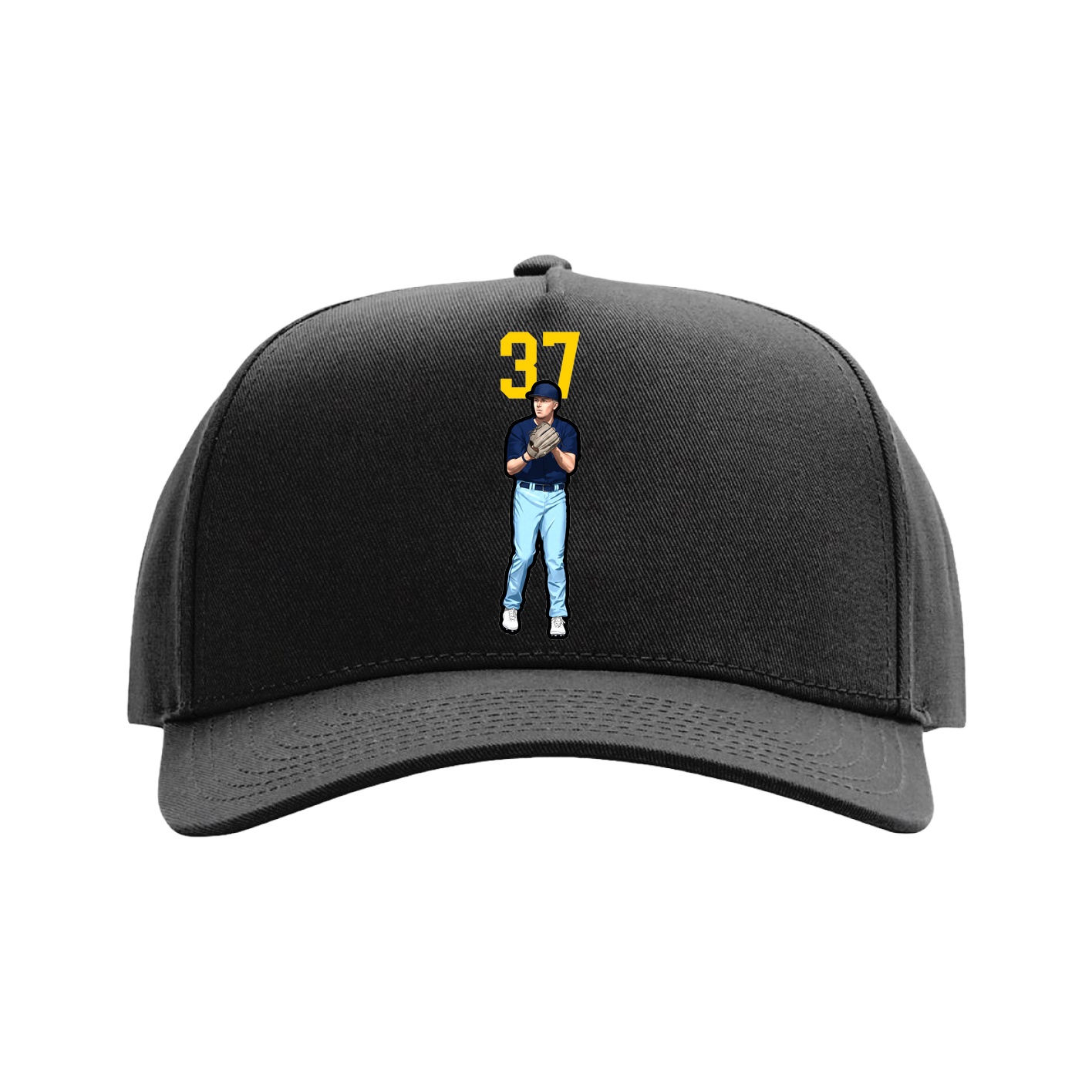 Full Fabric Five-Panel Champ Cap — Number Top in Black