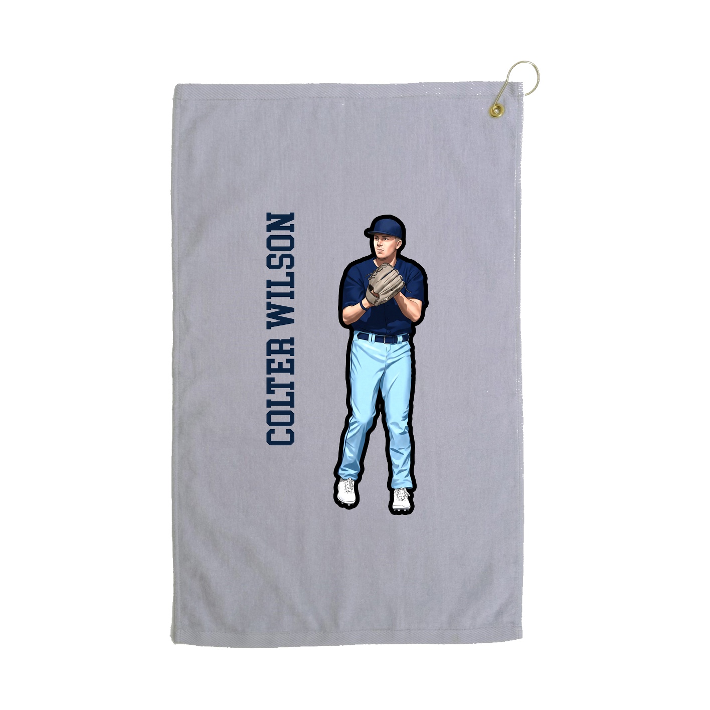 Golf Towel — Name Vertical in Grey