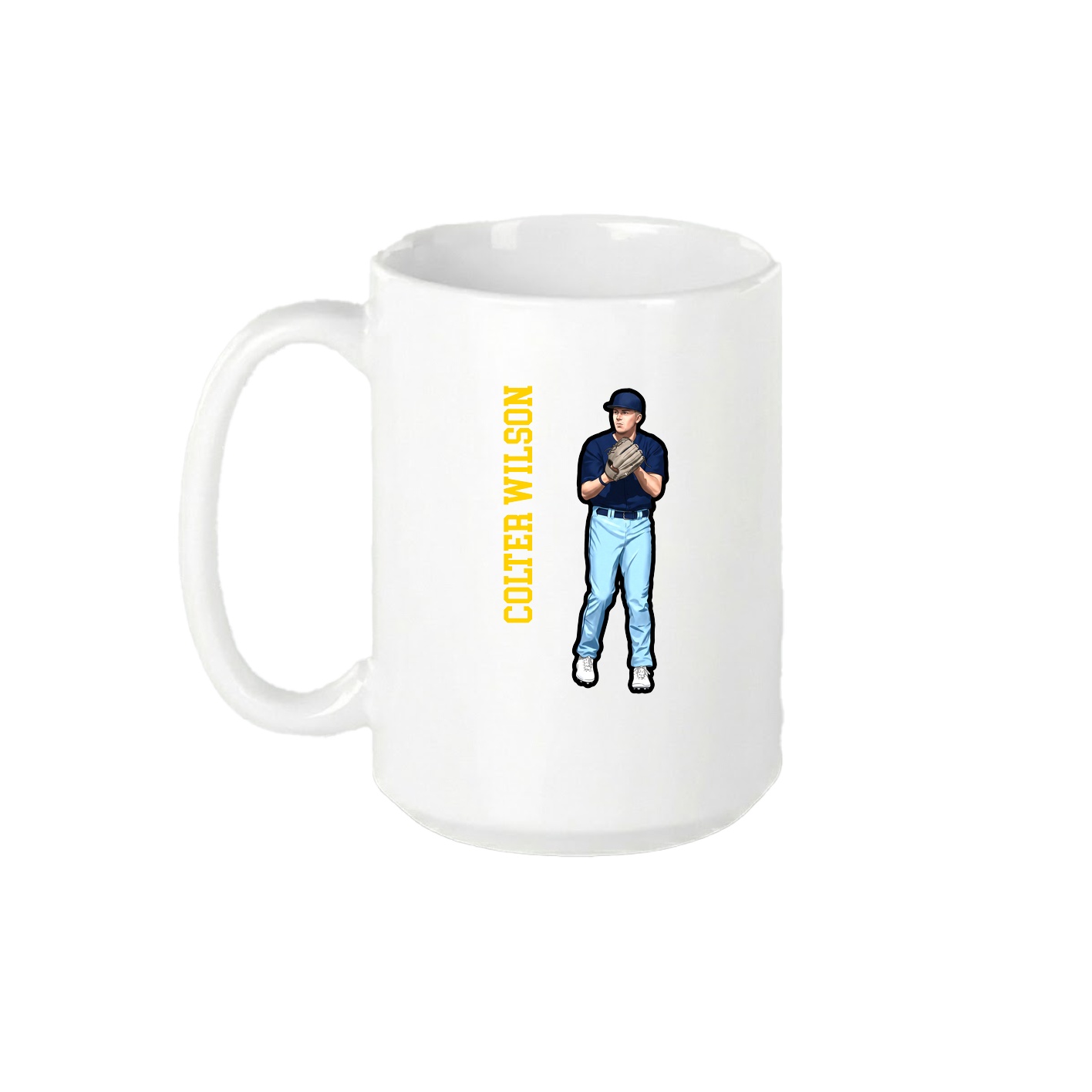 15oz Coffee Mug — Name Vertical in White