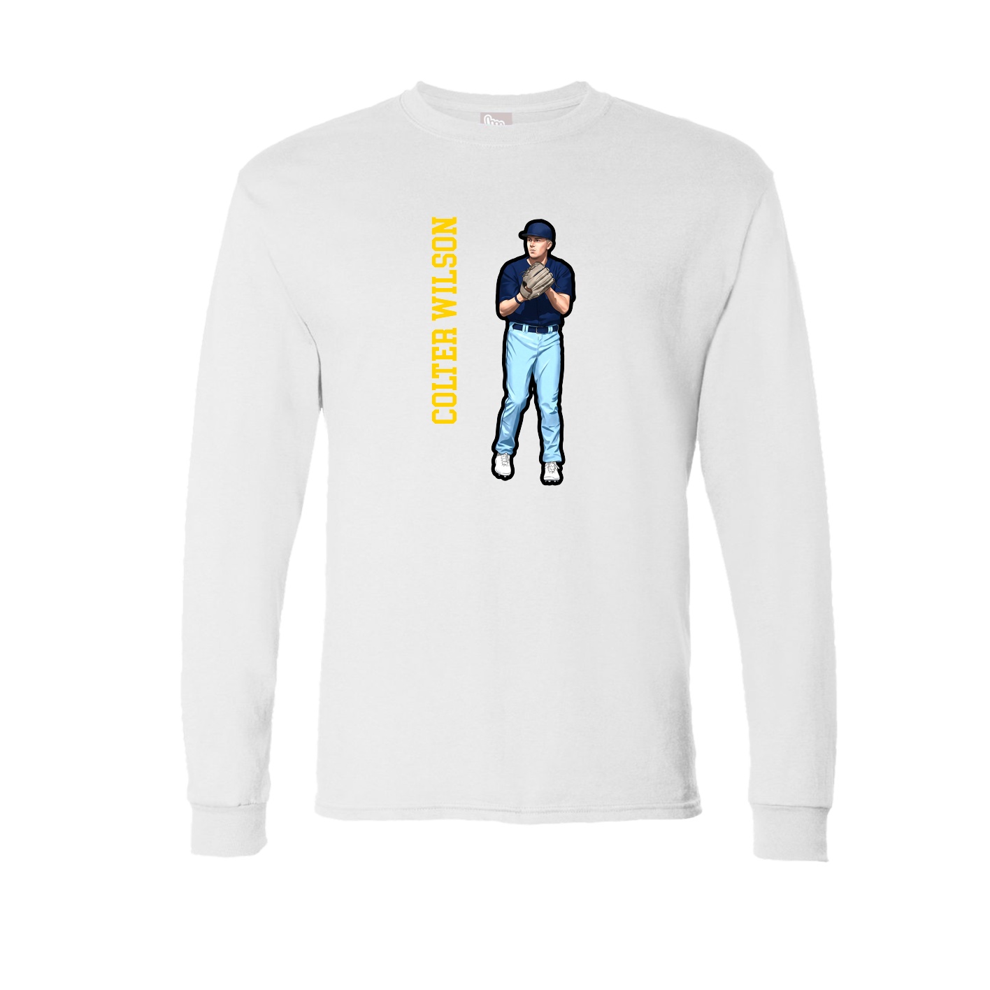 Long Sleeve Tee — Name Vertical in White