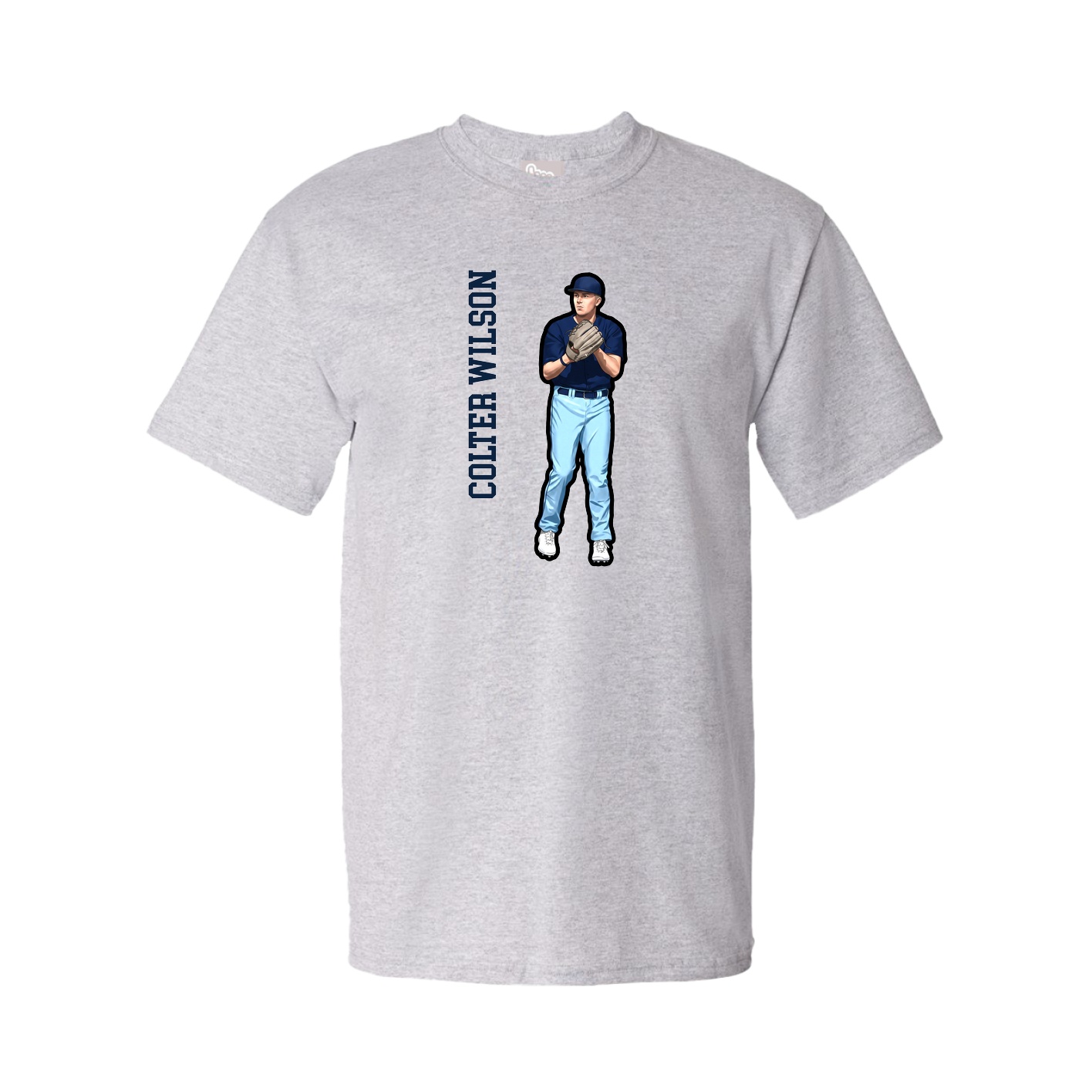 Youth Tee — Name Vertical in Grey