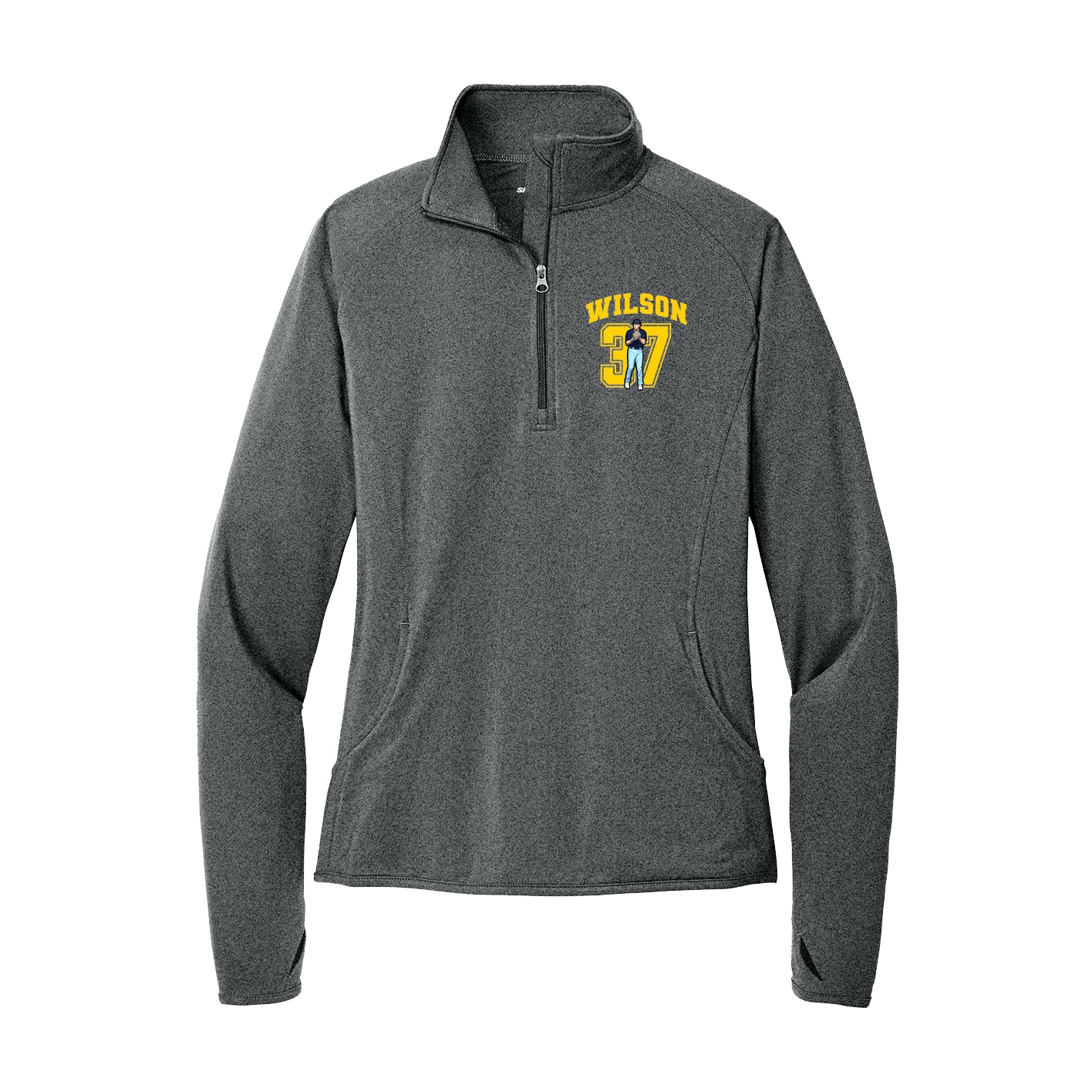 Women's Q-Zip Pullover — Number in Grey