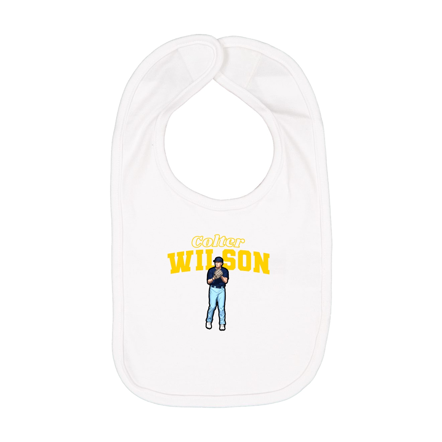 Infant Bib — Name Arch in White