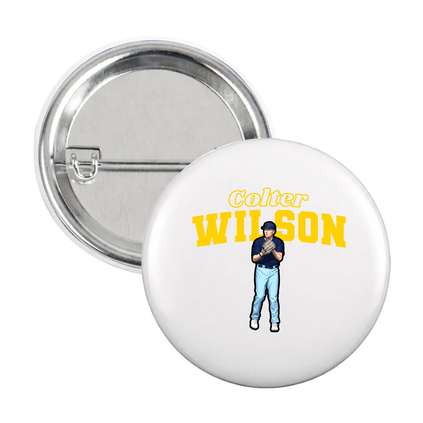 Game Day Button — Name Arch in White