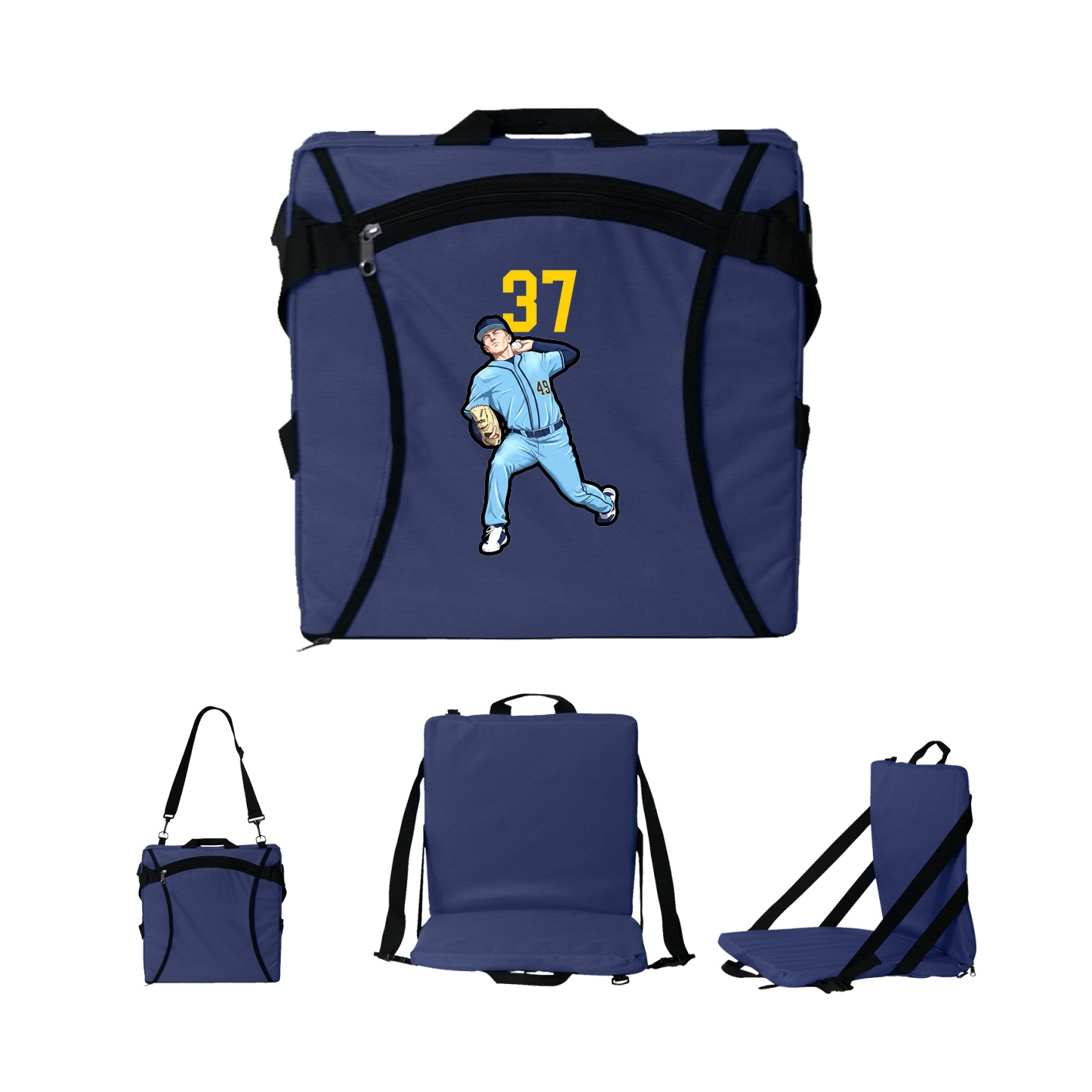 Folding Stadium Seat — Number Top in Navy