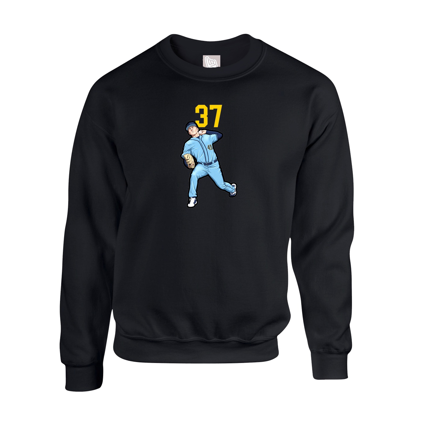 Fleece Crew — Number Top in Black