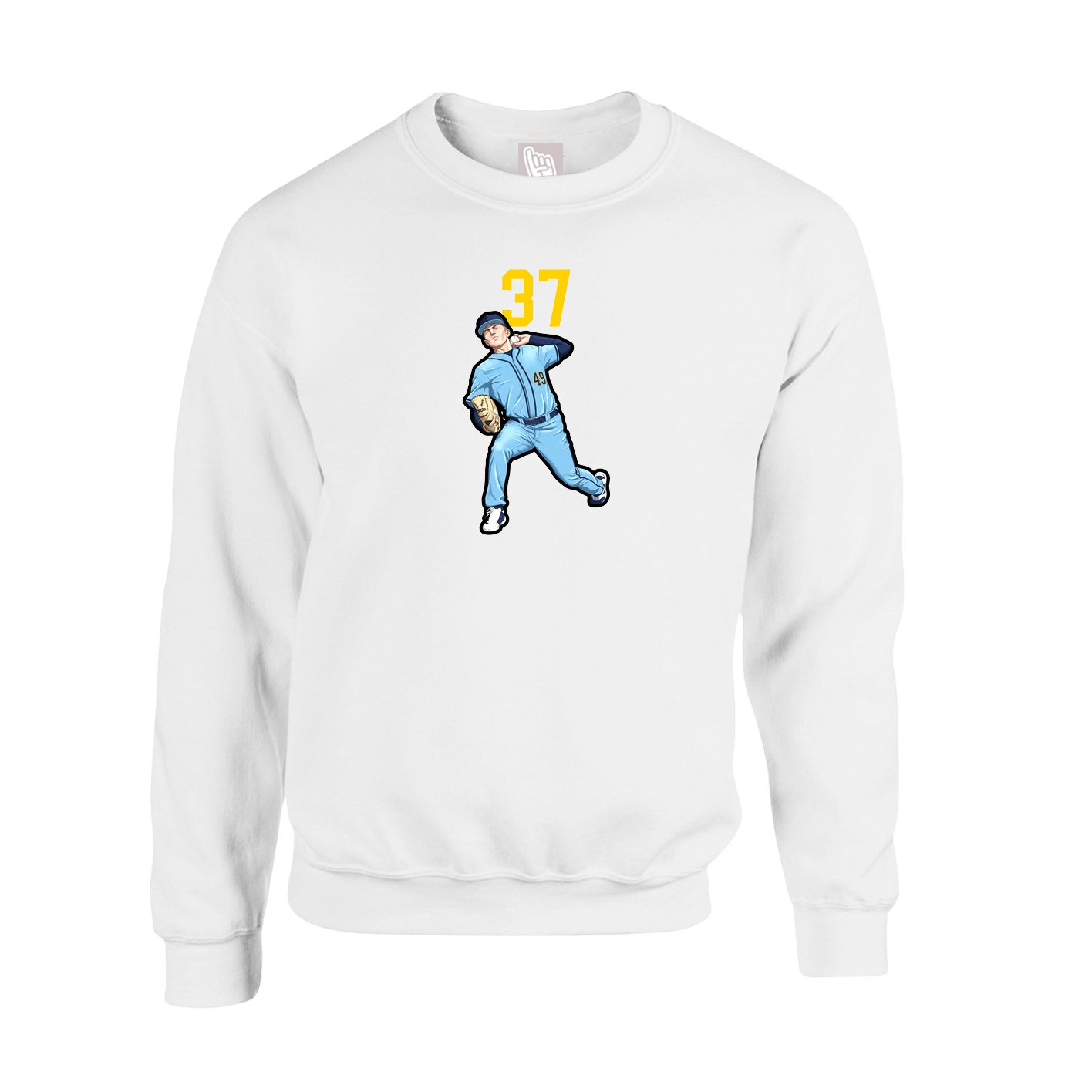 Fleece Crew — Number Top in White