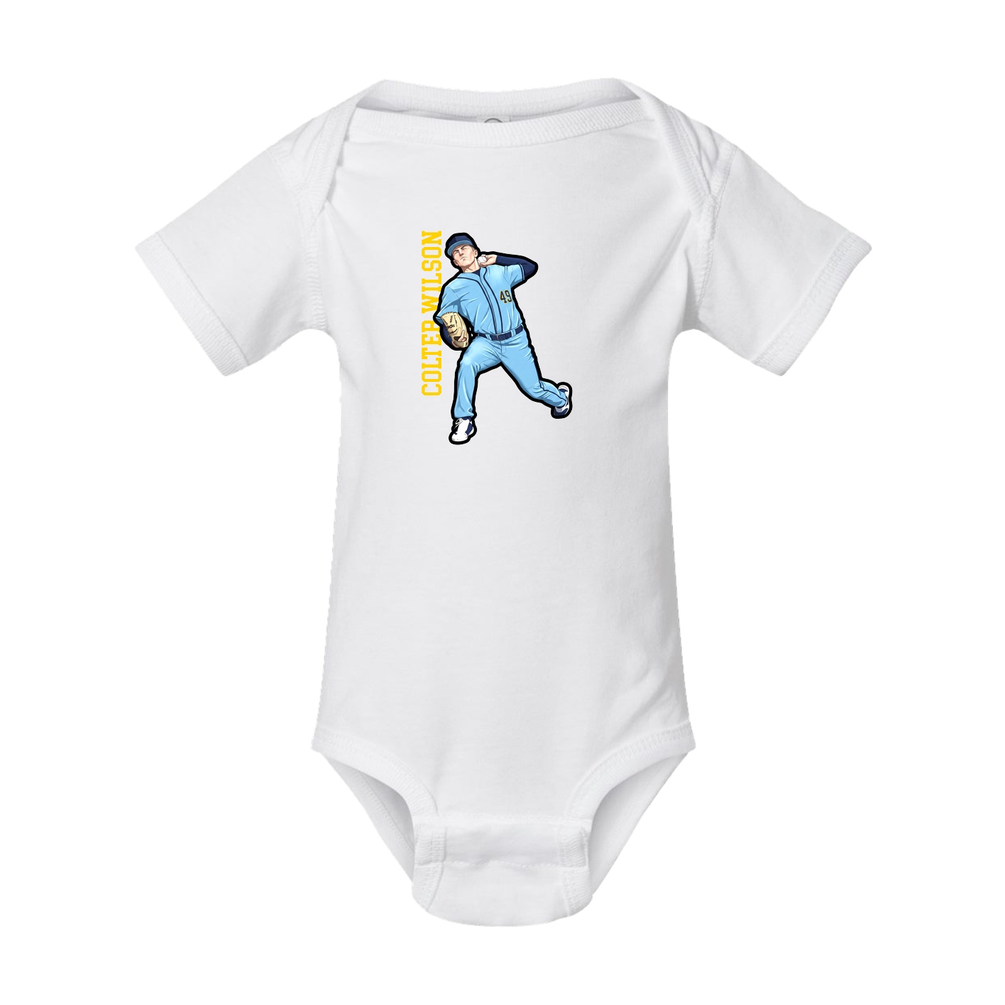 Baby Onesie — Name Vertical in White