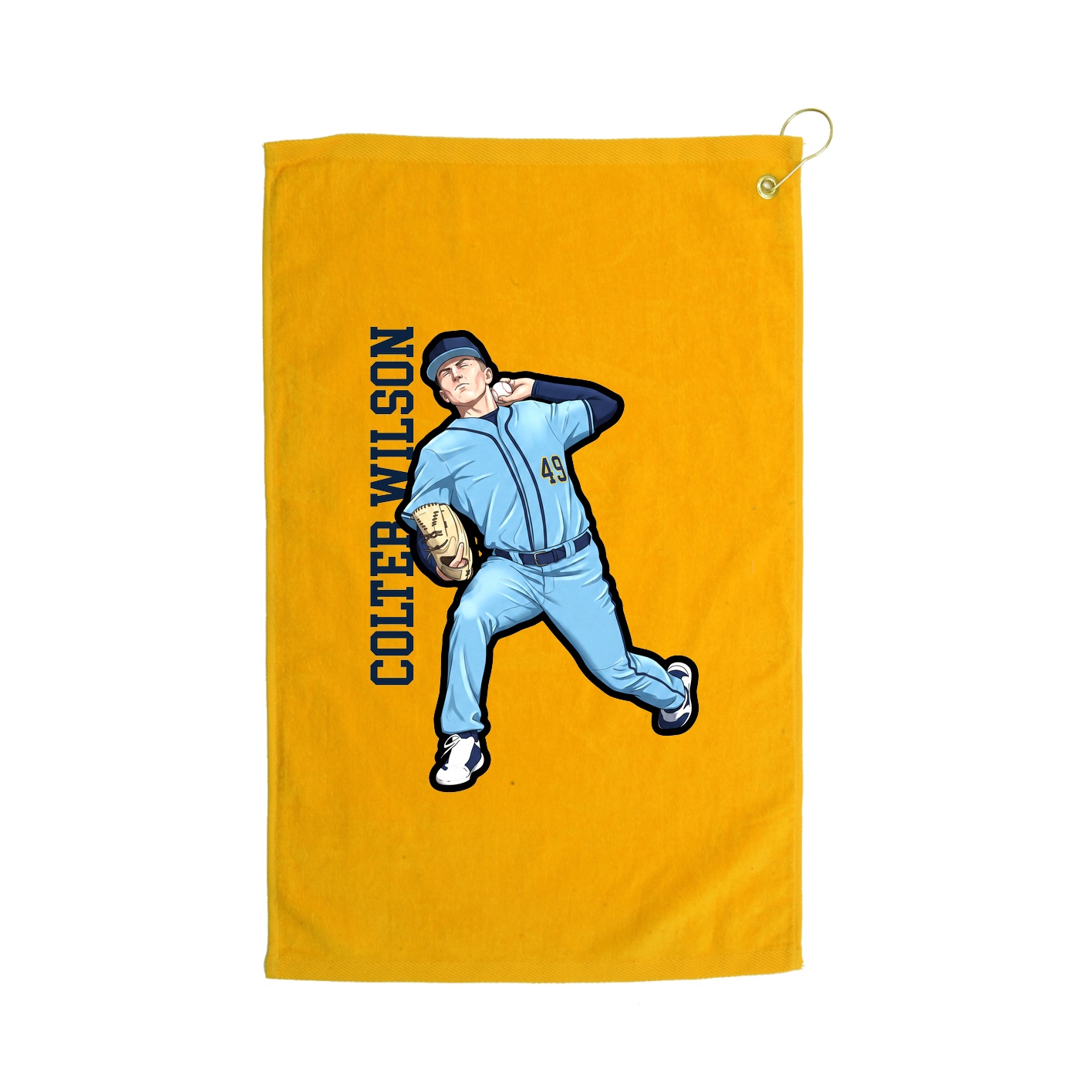 Golf Towel — Name Vertical in Gold