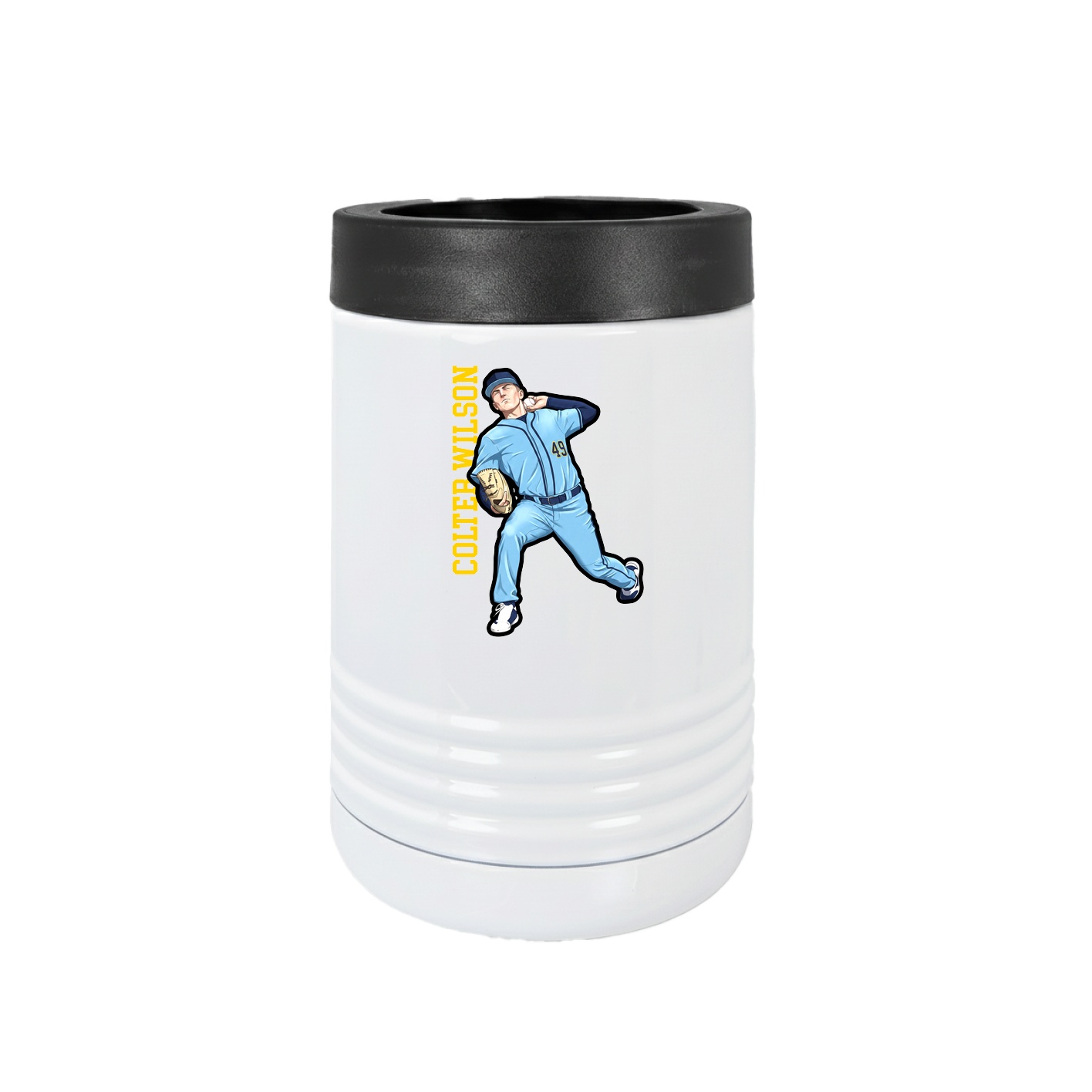 Beverage Holder — Name Vertical in White