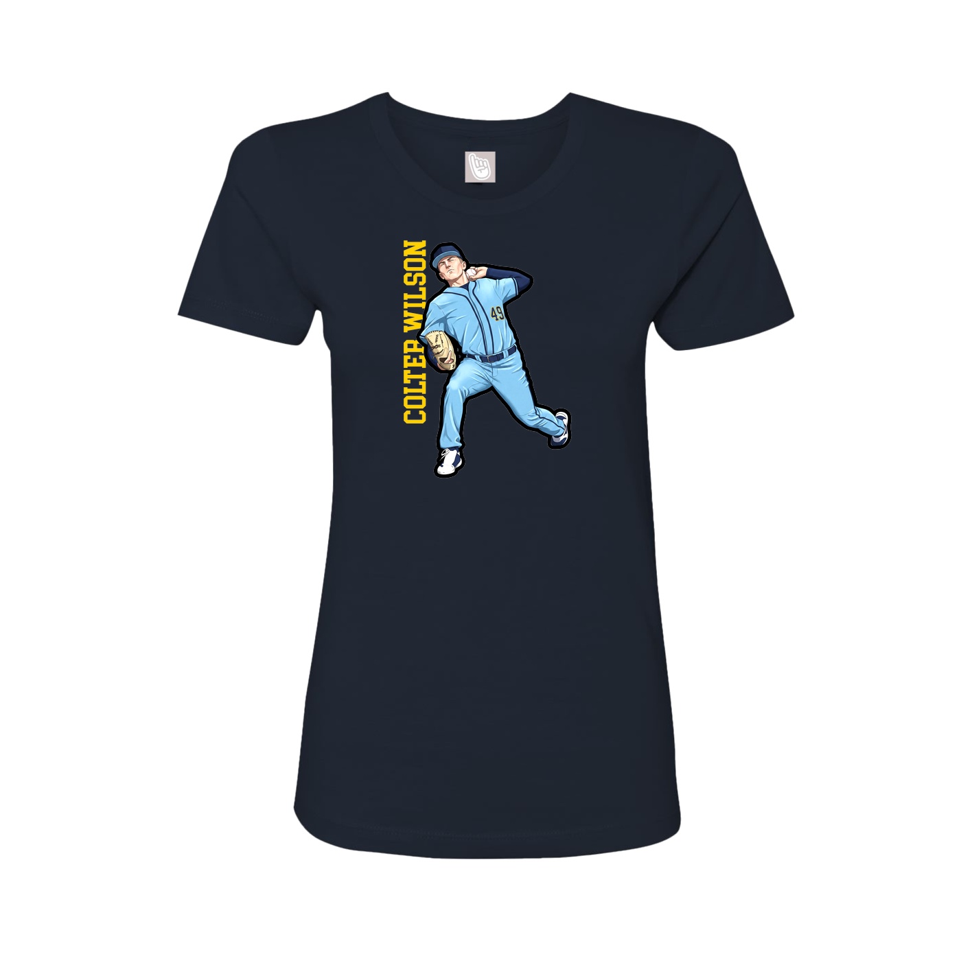 Fitted Women's Tee — Name Vertical in Navy