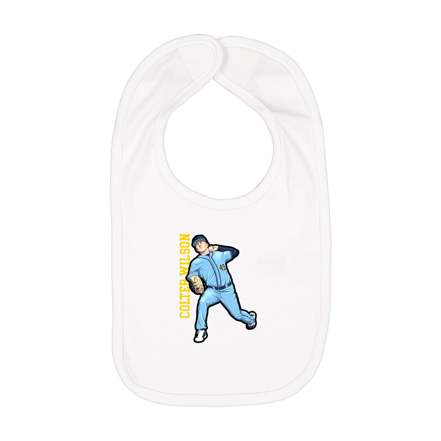 Infant Bib — Name Vertical in White