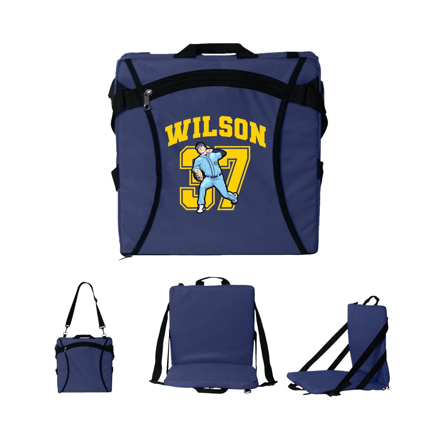 Folding Stadium Seat — Number in Navy