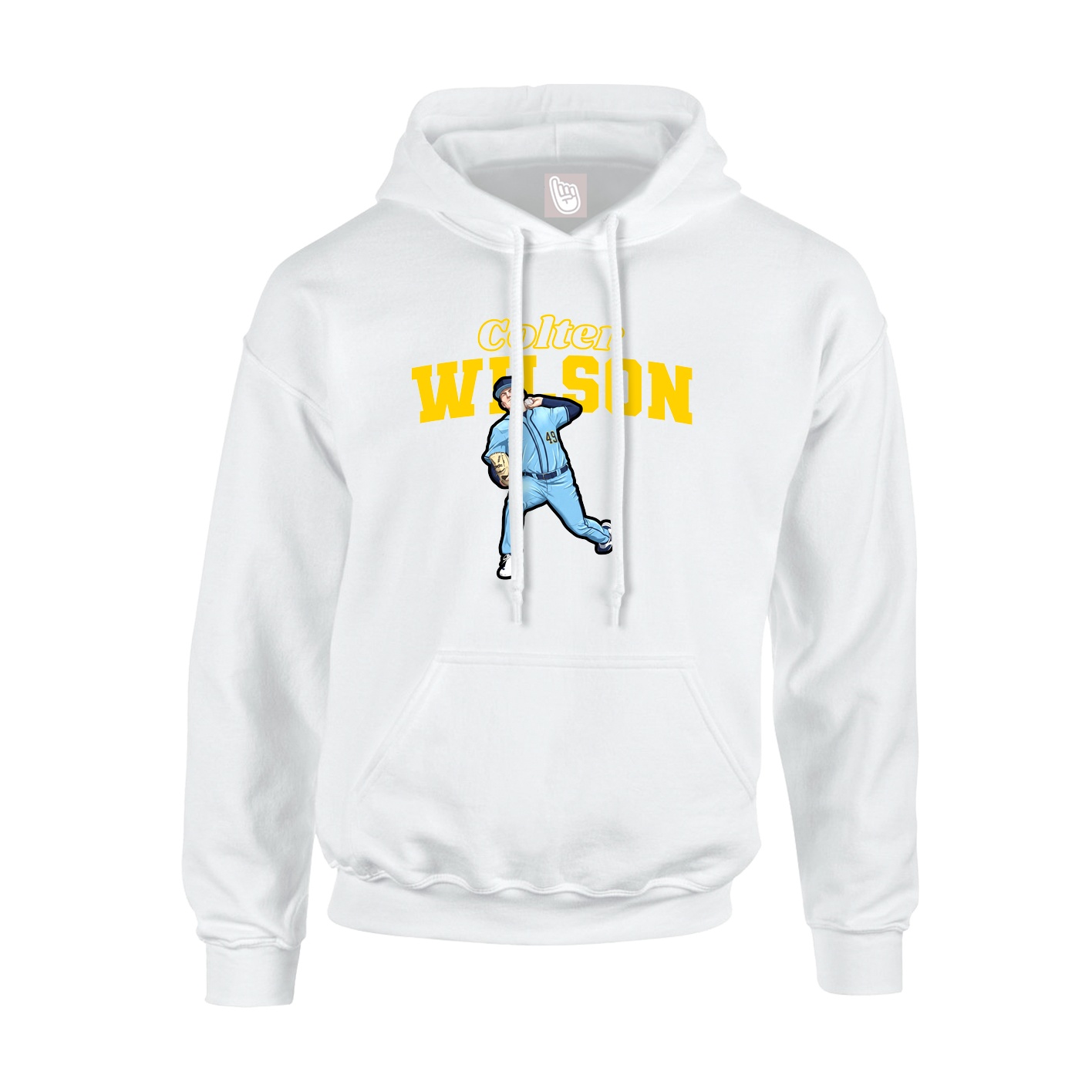 Youth Hoodie — Name Arch in White