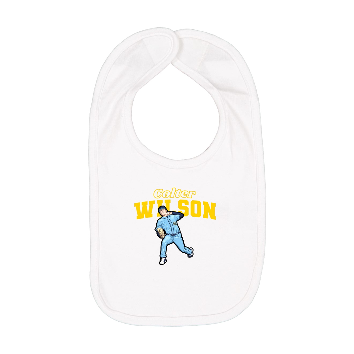 Infant Bib — Name Arch in White