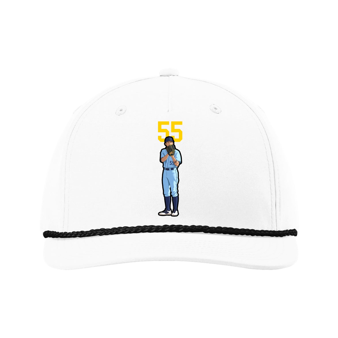Five-Panel Classic Rope Cap — Number Top in White