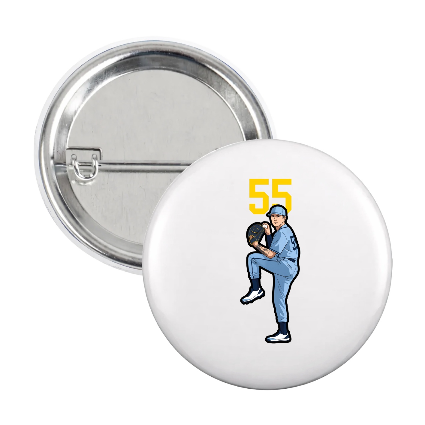 Game Day Button — Number Top in White