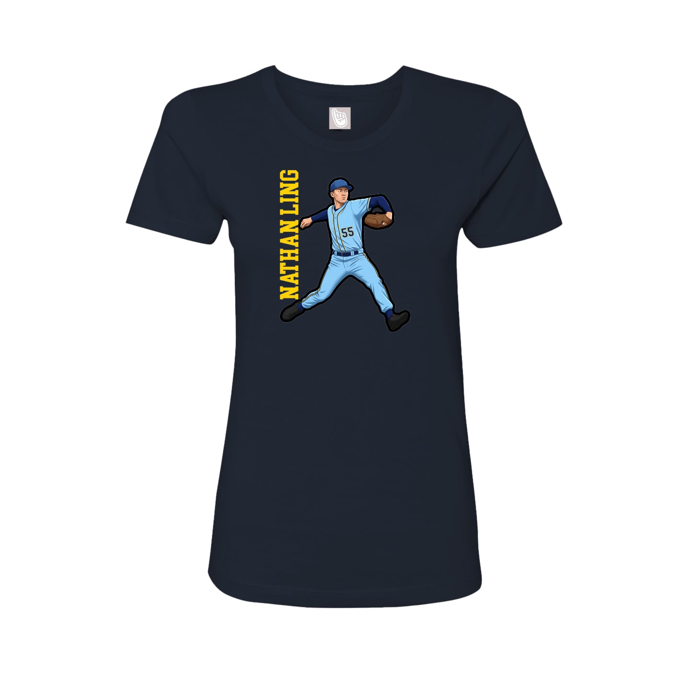 Fitted Women's Tee — Name Vertical in Navy