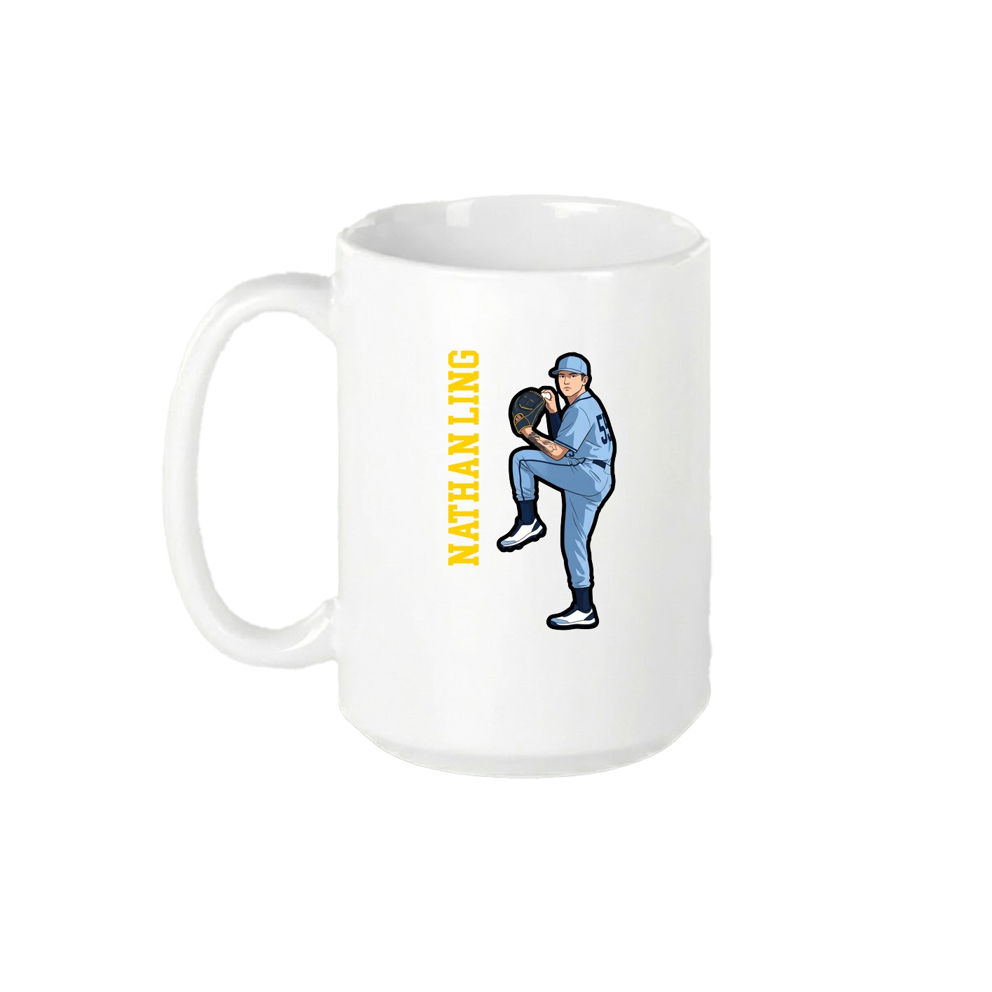 15oz Coffee Mug — Name Vertical in White