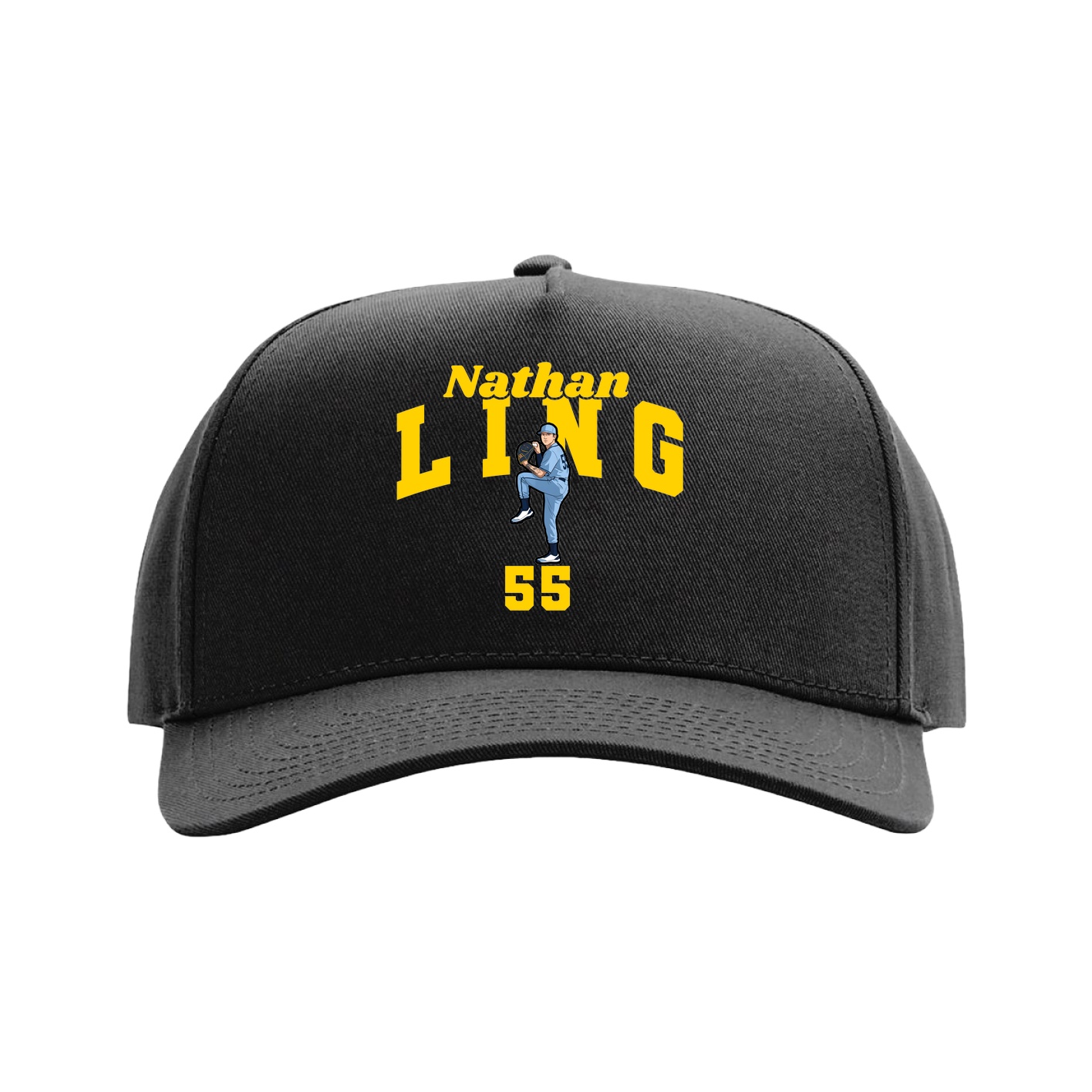 Full Fabric Five-Panel Champ Cap — Signature Arch in Black