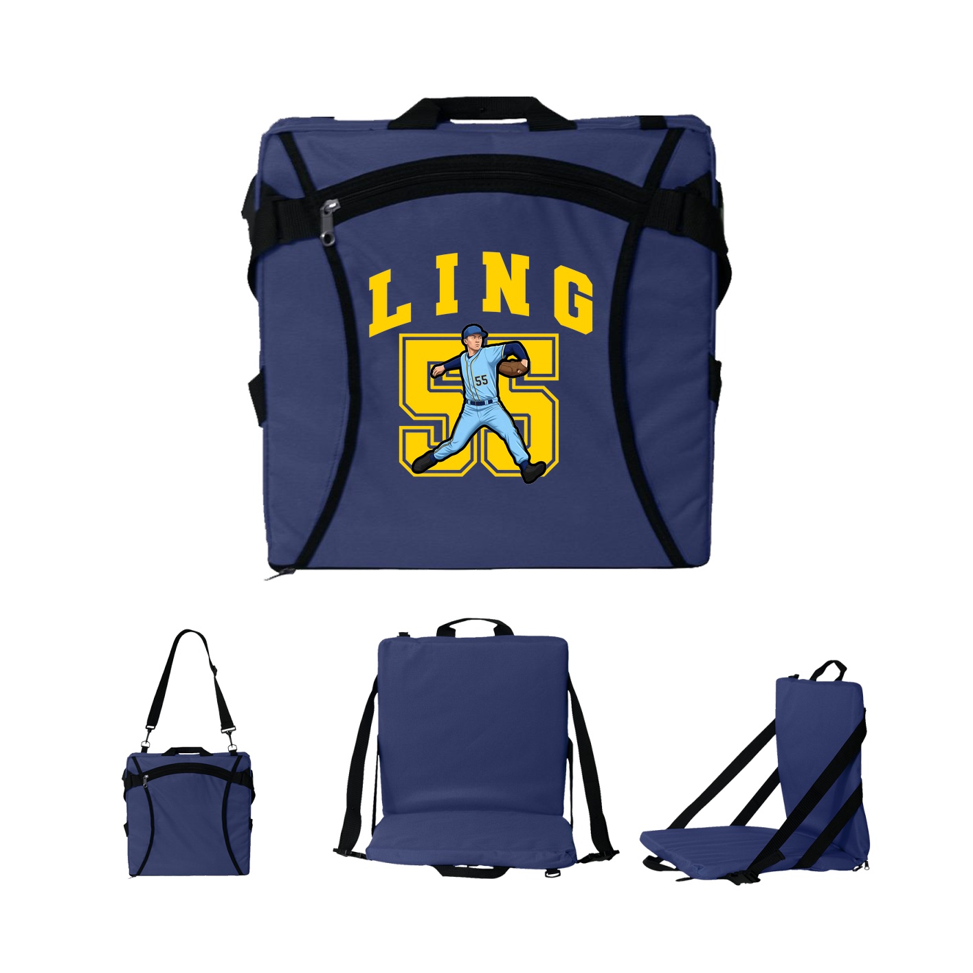Folding Stadium Seat — Number in Navy