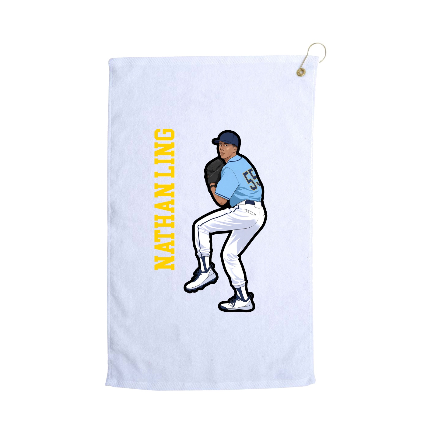 Golf Towel — Name Vertical in White