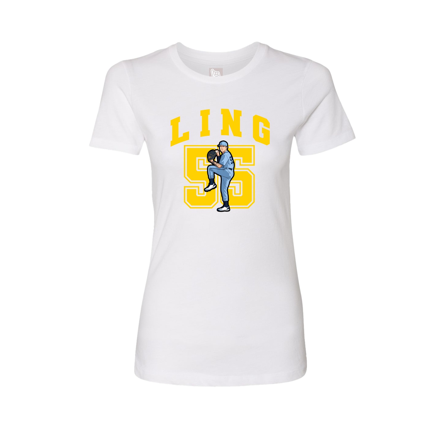 Fitted Women's Tee — Number in White