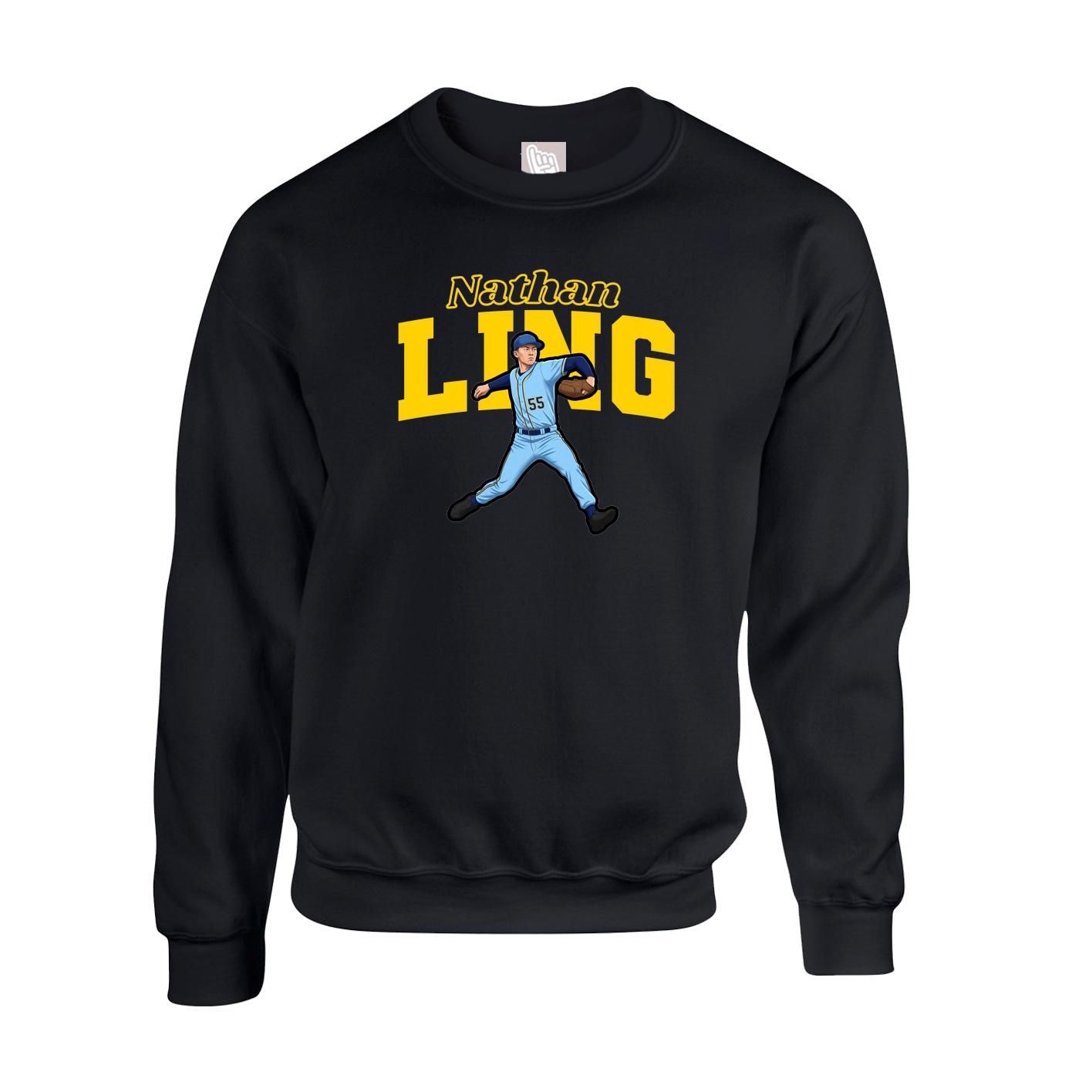 Fleece Crew — Name Arch in Black
