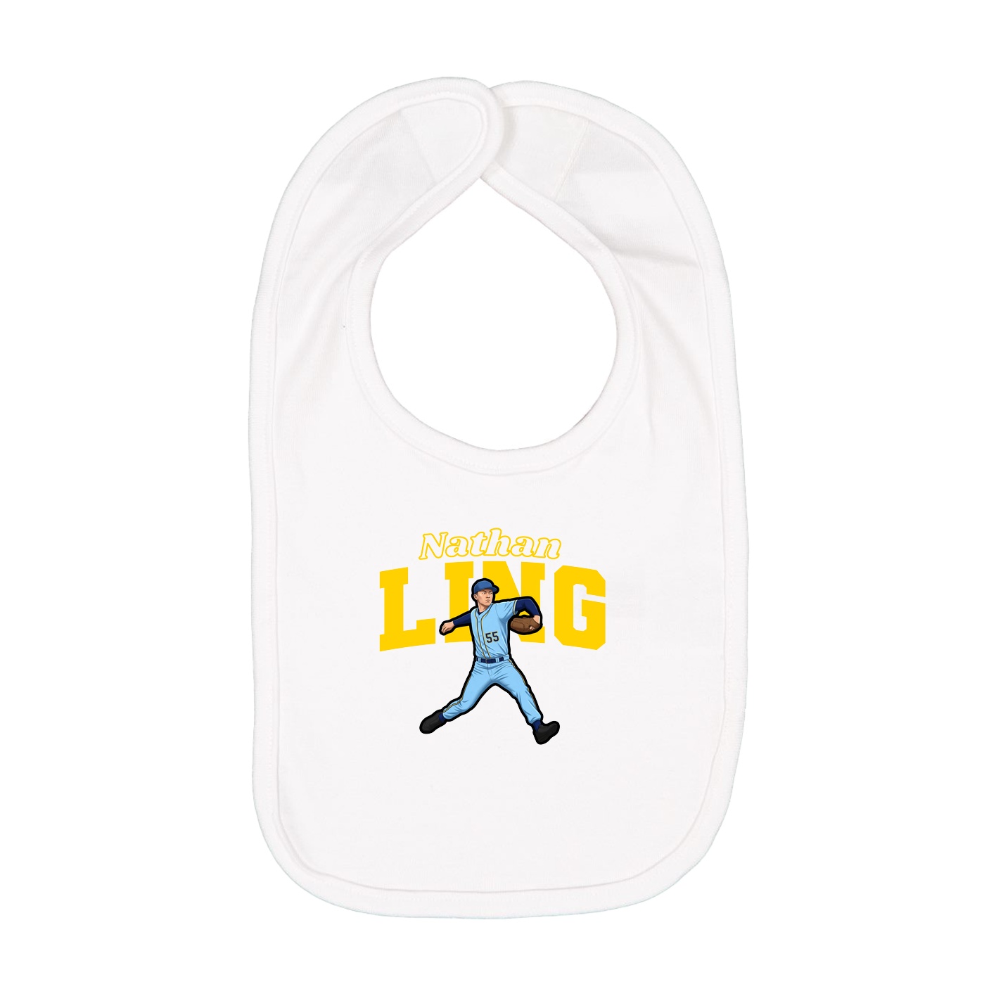 Infant Bib — Name Arch in White