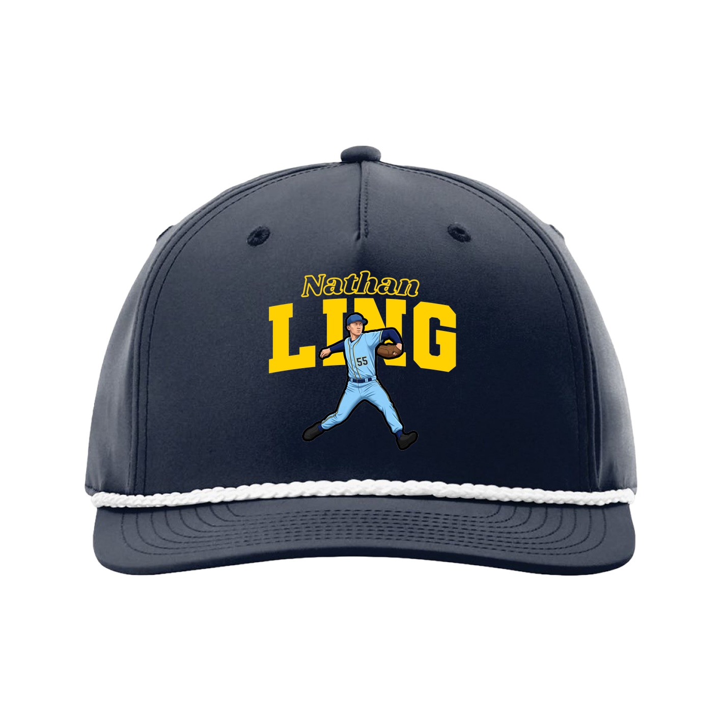 Five-Panel Classic Rope Cap — Name Arch in Navy