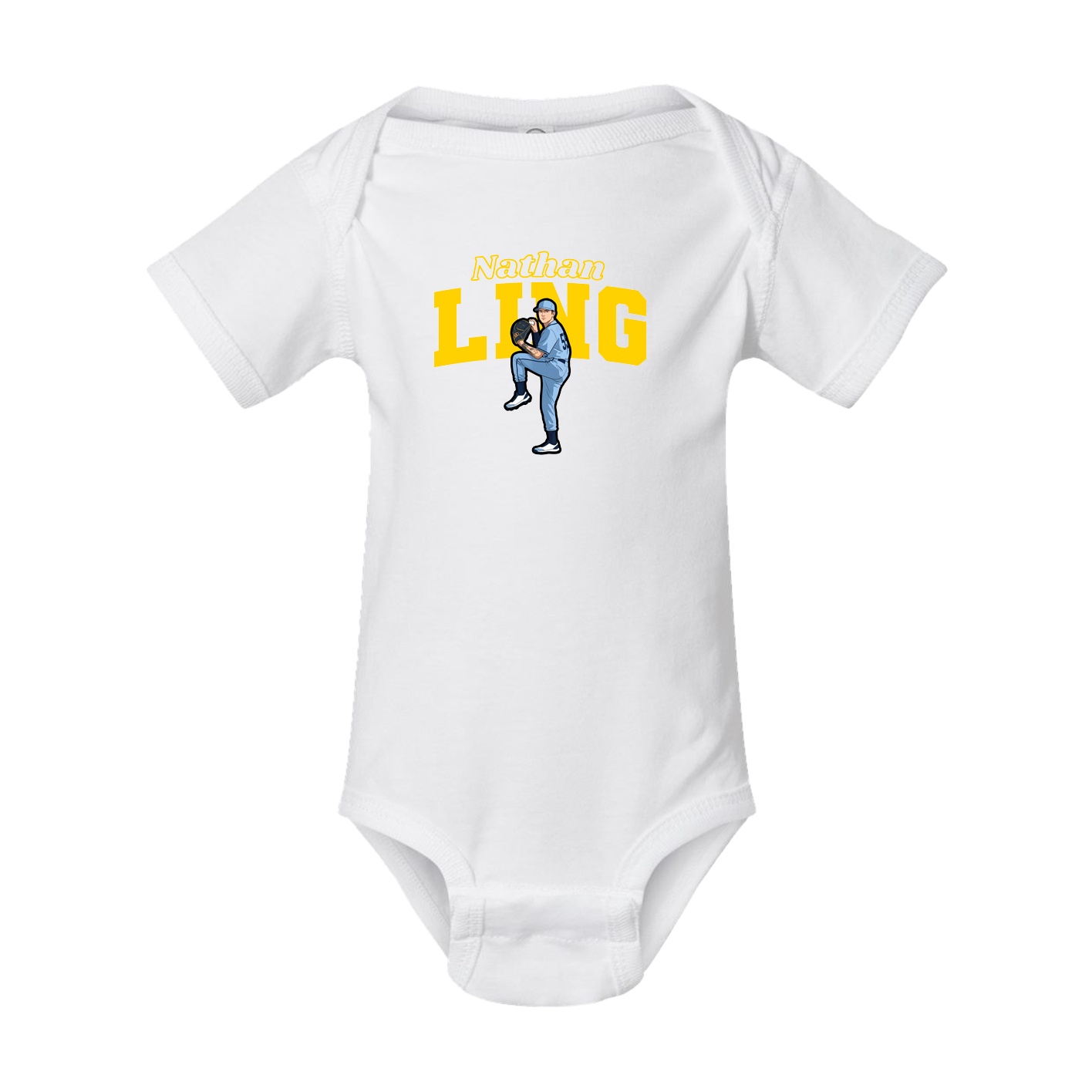 Baby Onesie — Name Arch in White