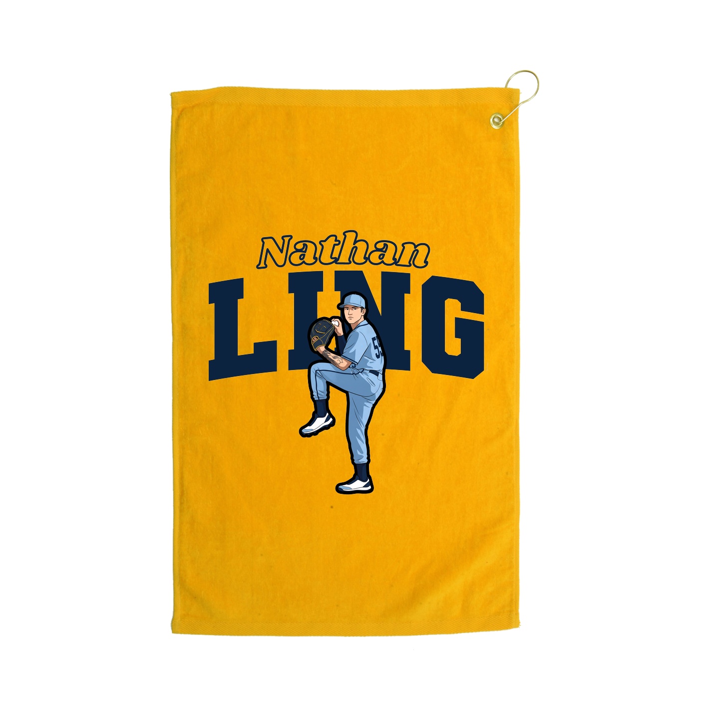 Golf Towel — Name Arch in Gold
