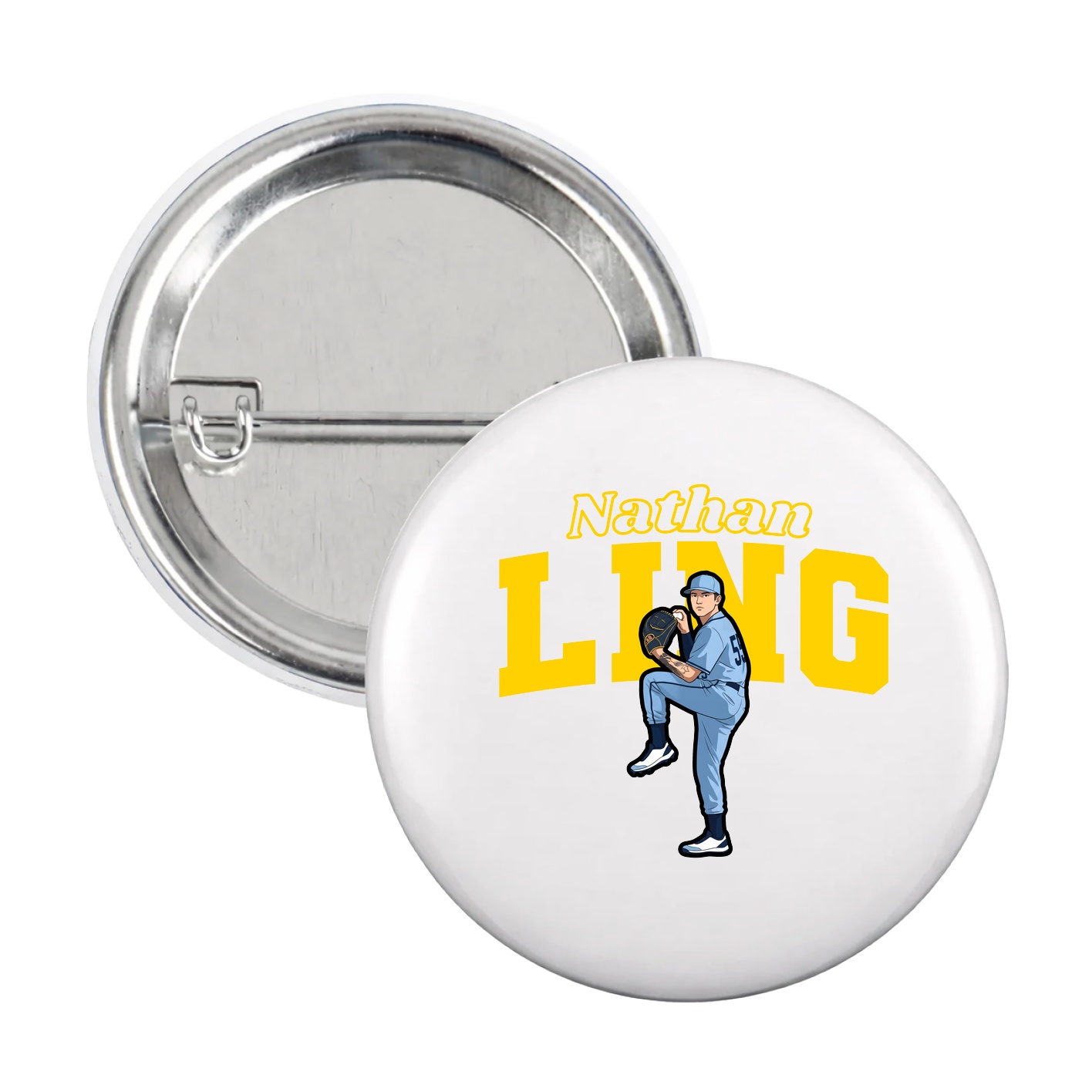 Game Day Button — Name Arch in White