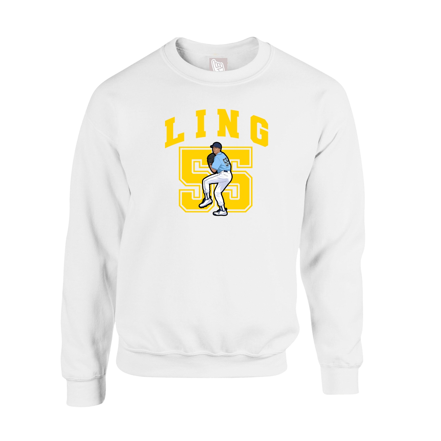 Fleece Crew — Number in White