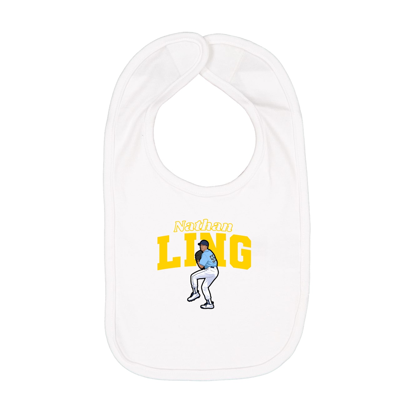 Infant Bib — Name Arch in White