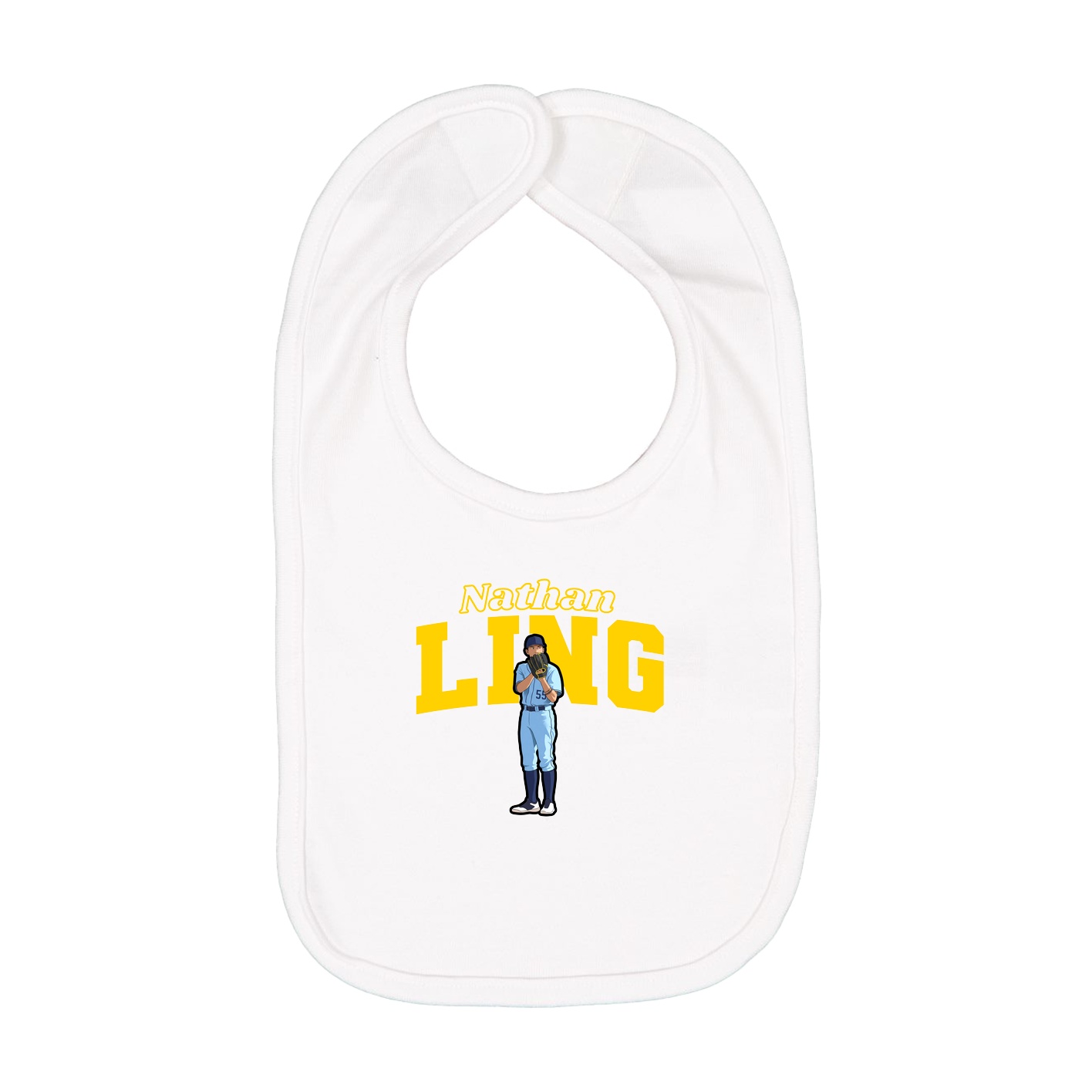 Infant Bib — Name Arch in White