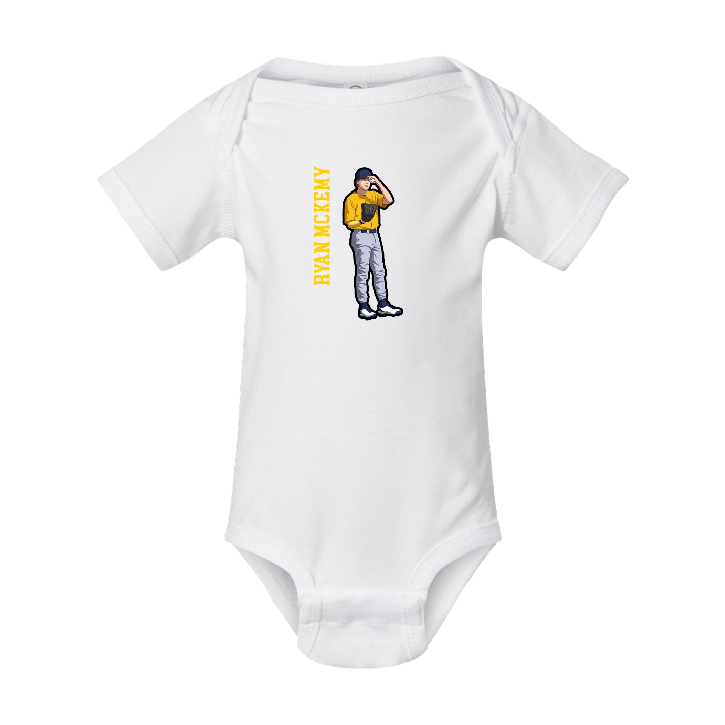 Baby Onesie — Name Vertical in White