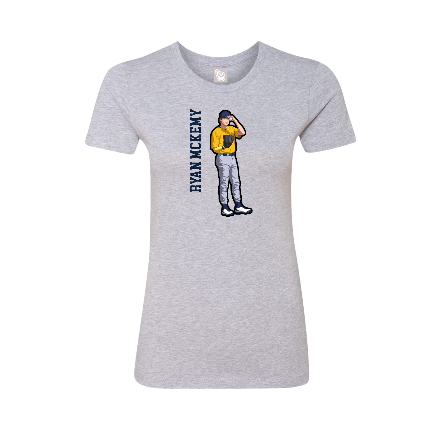 Fitted Women's Tee — Name Vertical in Grey