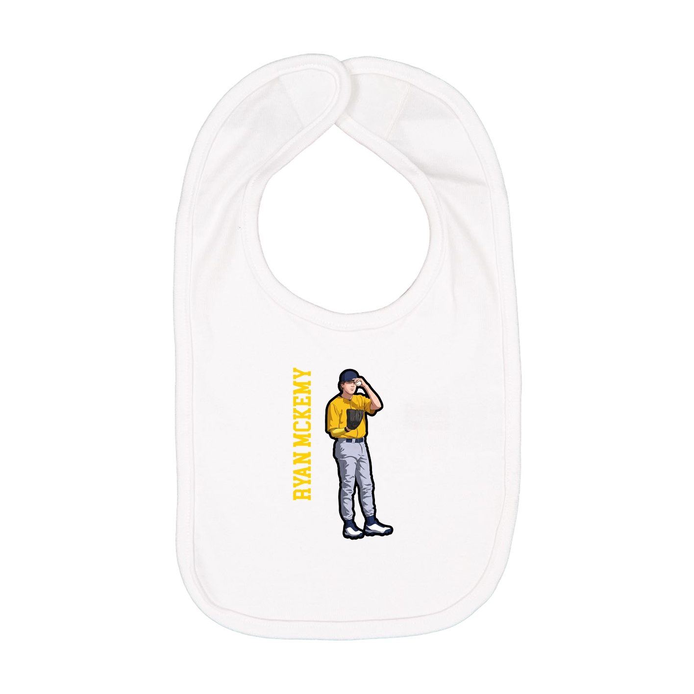 Infant Bib — Name Vertical in White